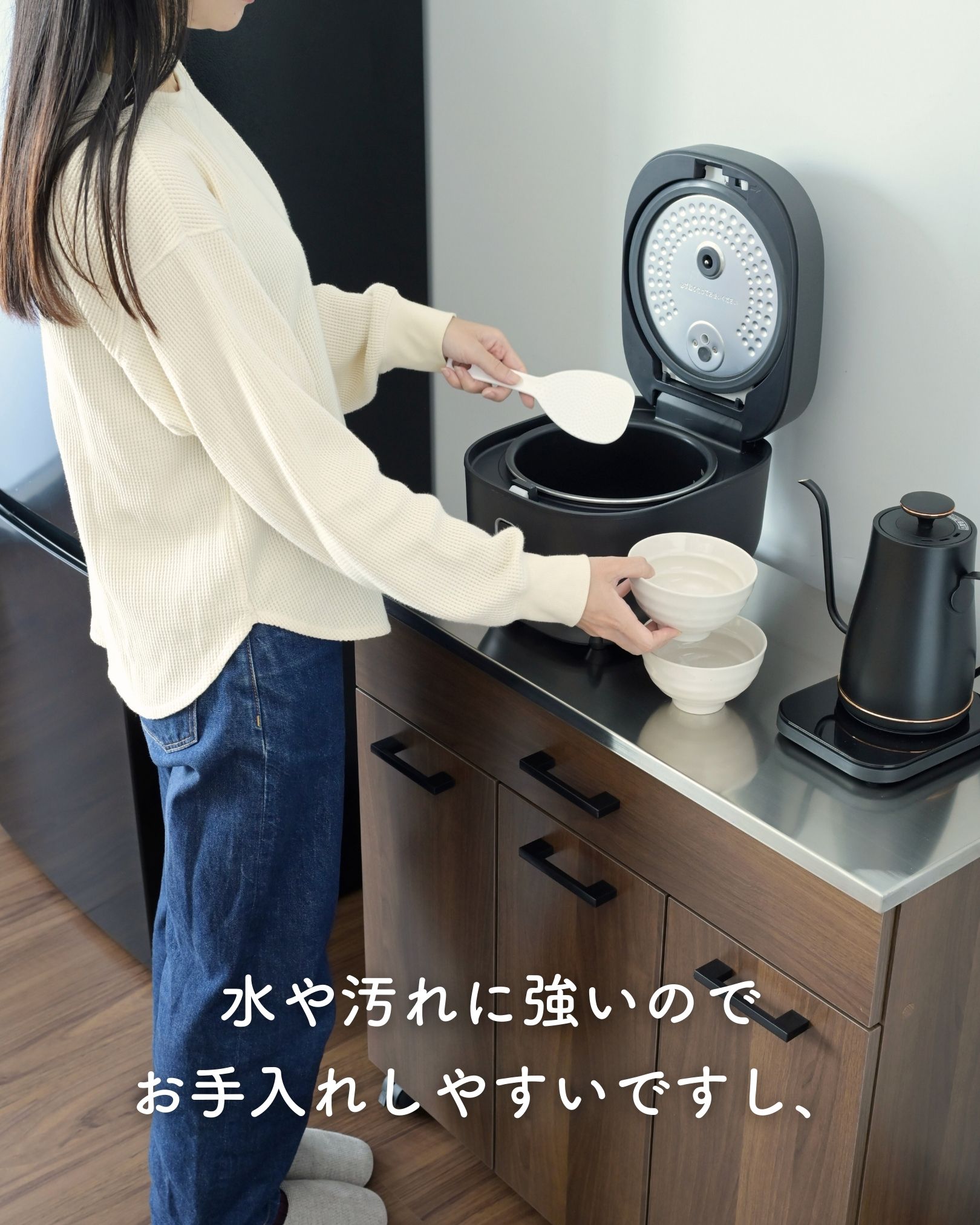 隠せる ゴミ箱 フタ付き 3分別 14L キッチンカウンター ステンレス天板 キャスター付き 幅74.5cm 本体完成品 NSKD-3DW 山善 YAMAZEN