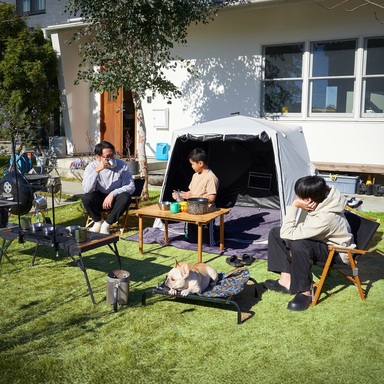 傘みたいに広げるだけ パッとサッとサンシェード キューブ 最上級モデル ポール2本付き PATCW-P150B/YZAG-160 山善 YAMAZEN キャンパーズコレクション