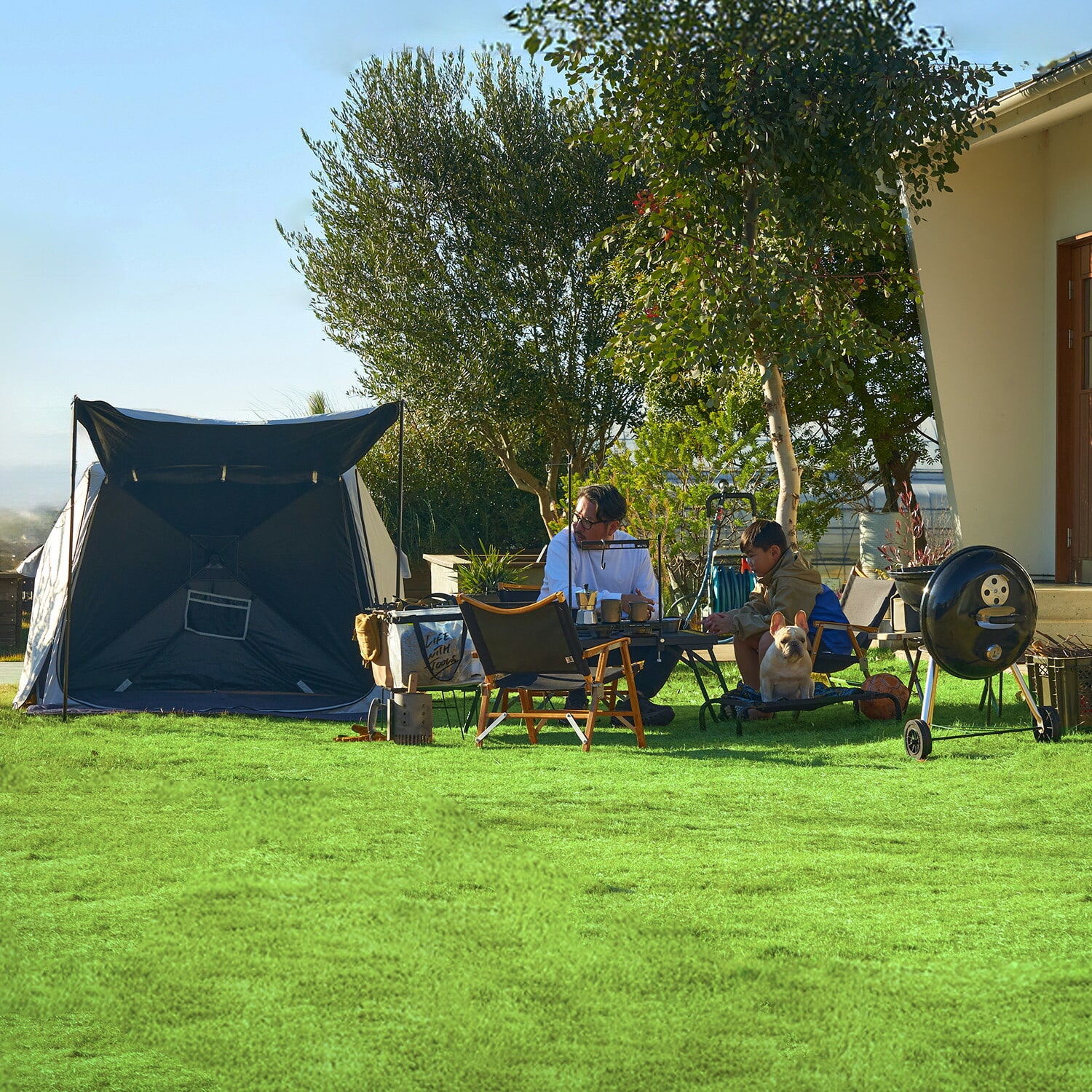 傘みたいに広げるだけ パッとサッとサンシェード キューブ 最上級モデル ポール2本付き PATCW-P150B/YZAG-160 山善 YAMAZEN キャンパーズコレクション