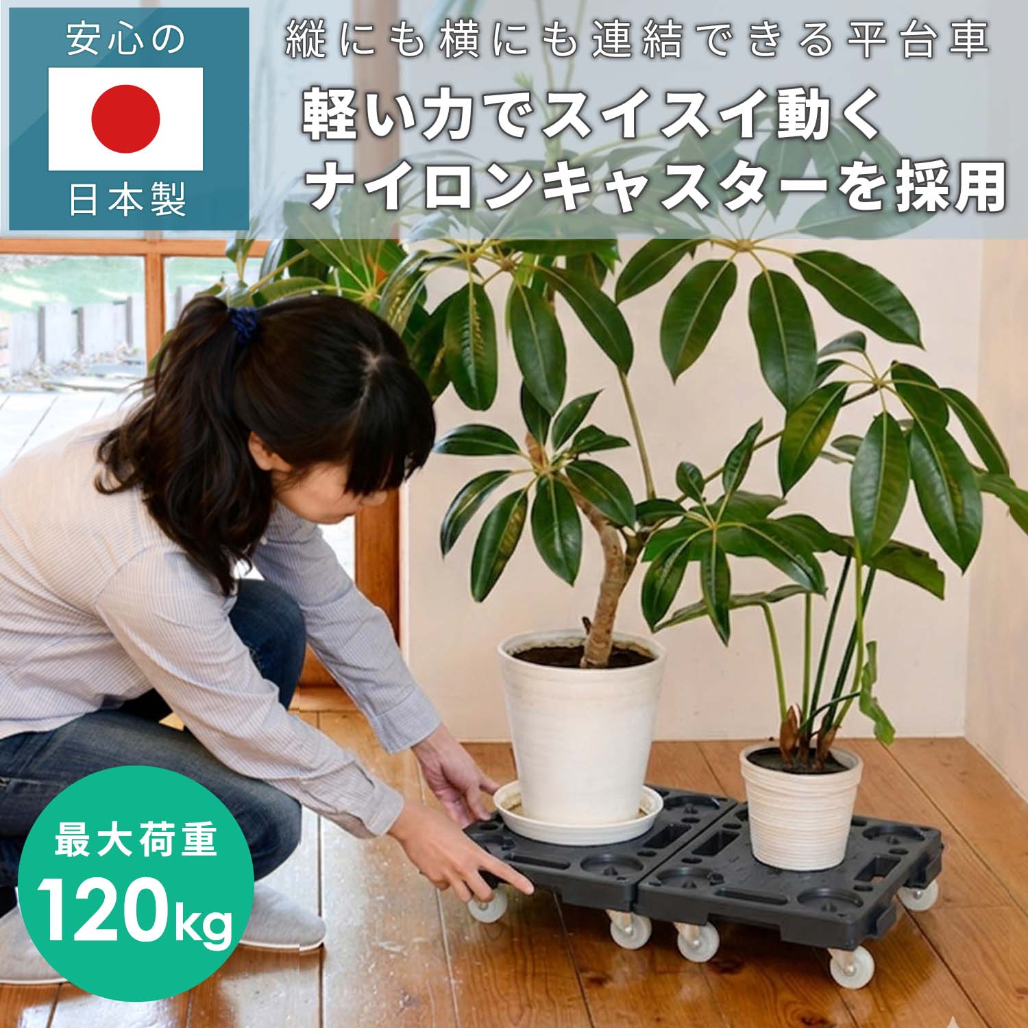 スタッキング台車 キャリーカート 耐荷重120kg 日本製 NTRMS-N50GL 日東