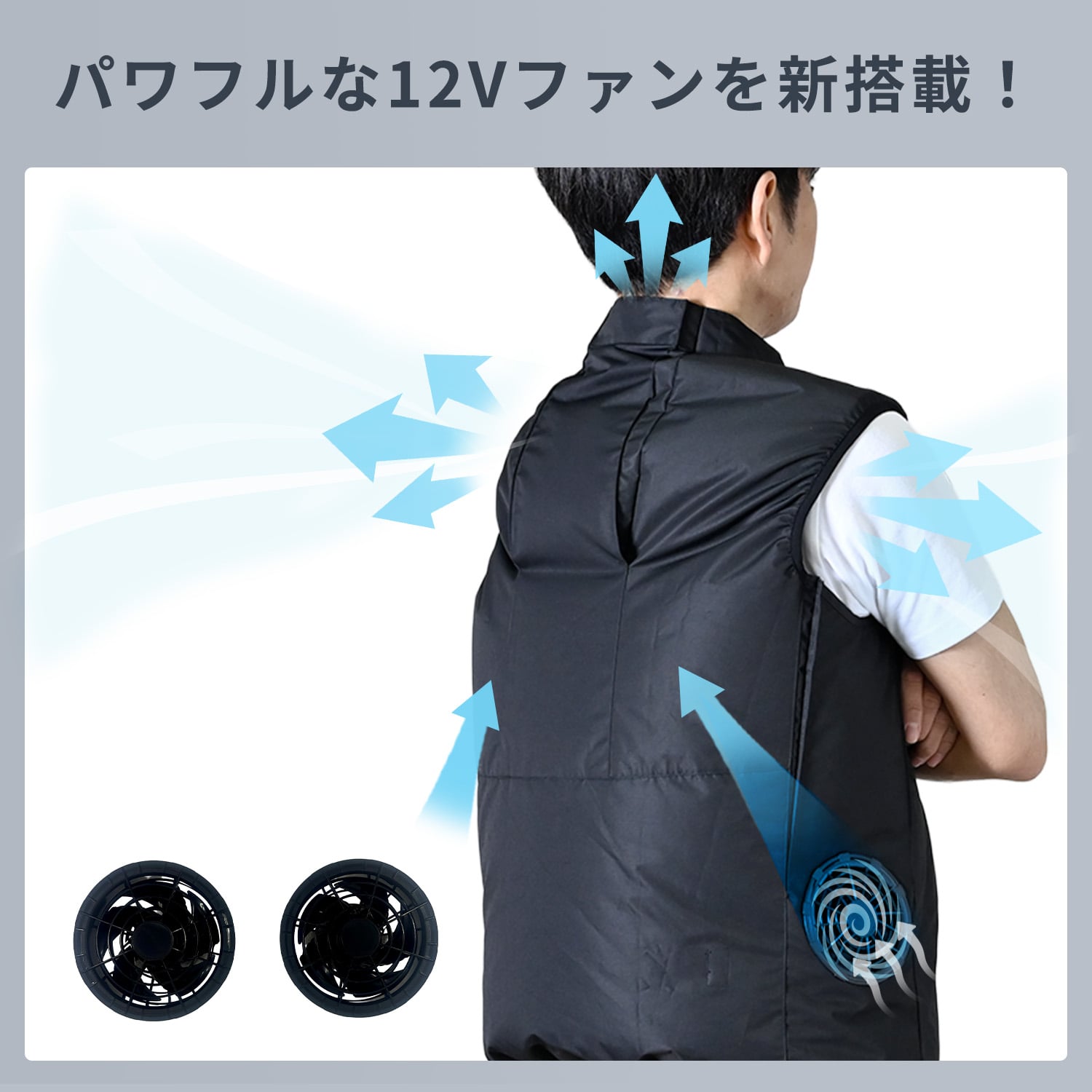ファン付きウェア ファン 付き作業着 KAZEfit カゼフィット バッテリー付き フルセット 12V/5000mAh KF6CVPD 山善 YAMAZEN