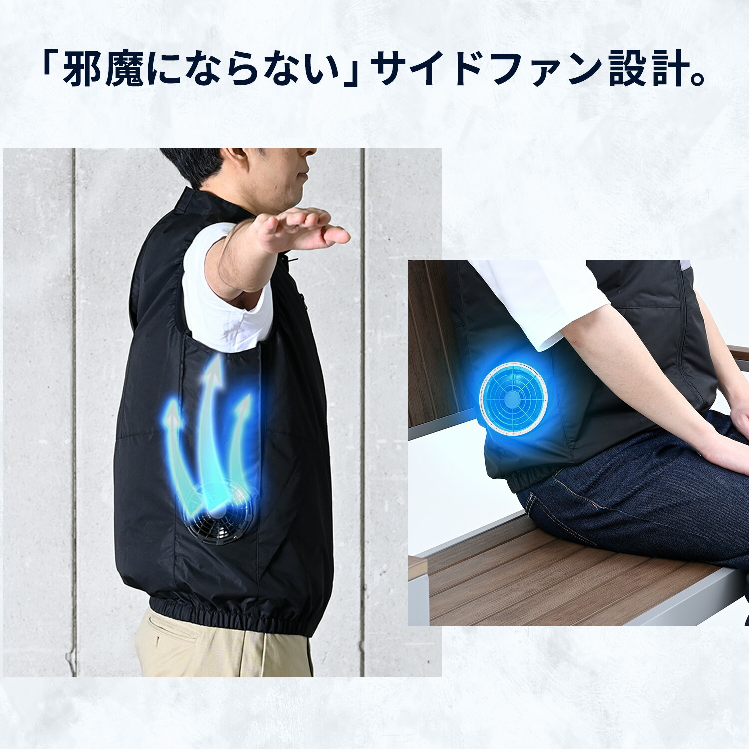 ファン付きウェア ファン 付き作業着 KAZEfit カゼフィット フルセット 10000mAhバッテリー 反射帯付き KF3SV1-26 山善 YAMAZEN