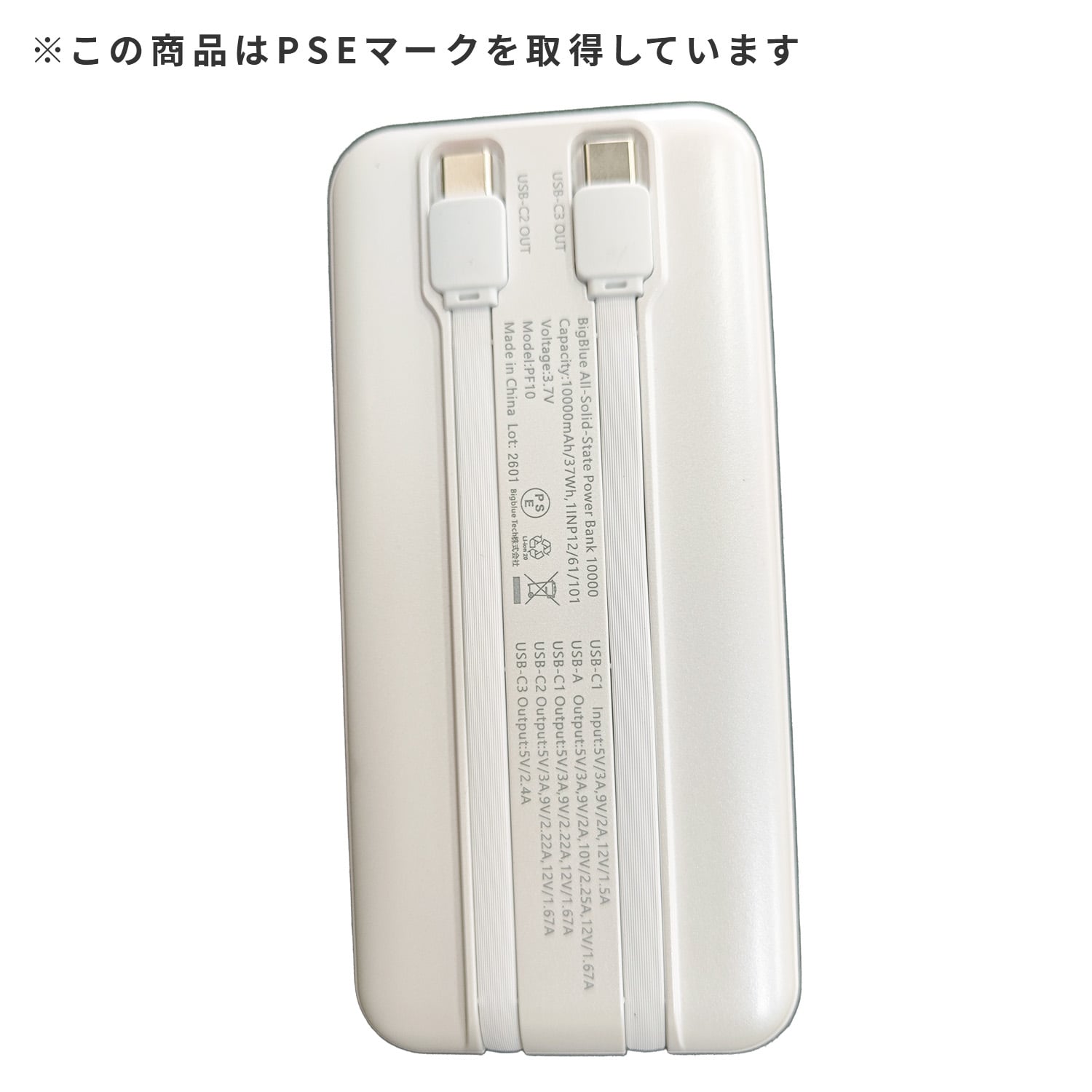 【10％オフクーポン対象】 全固体 モバイルバッテリー 10000mAh/20000mAh PD20W 機内持ち込み可 4台同時充電 PF10/PF20 Bigblue Tech ビッグブルーテック