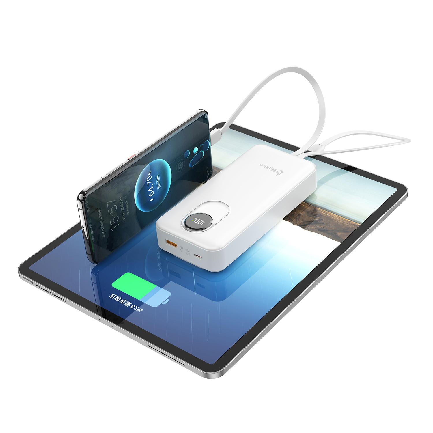 【10％オフクーポン対象】 全固体 モバイルバッテリー 10000mAh/20000mAh PD20W 機内持ち込み可 4台同時充電 PF10/PF20 Bigblue Tech ビッグブルーテック