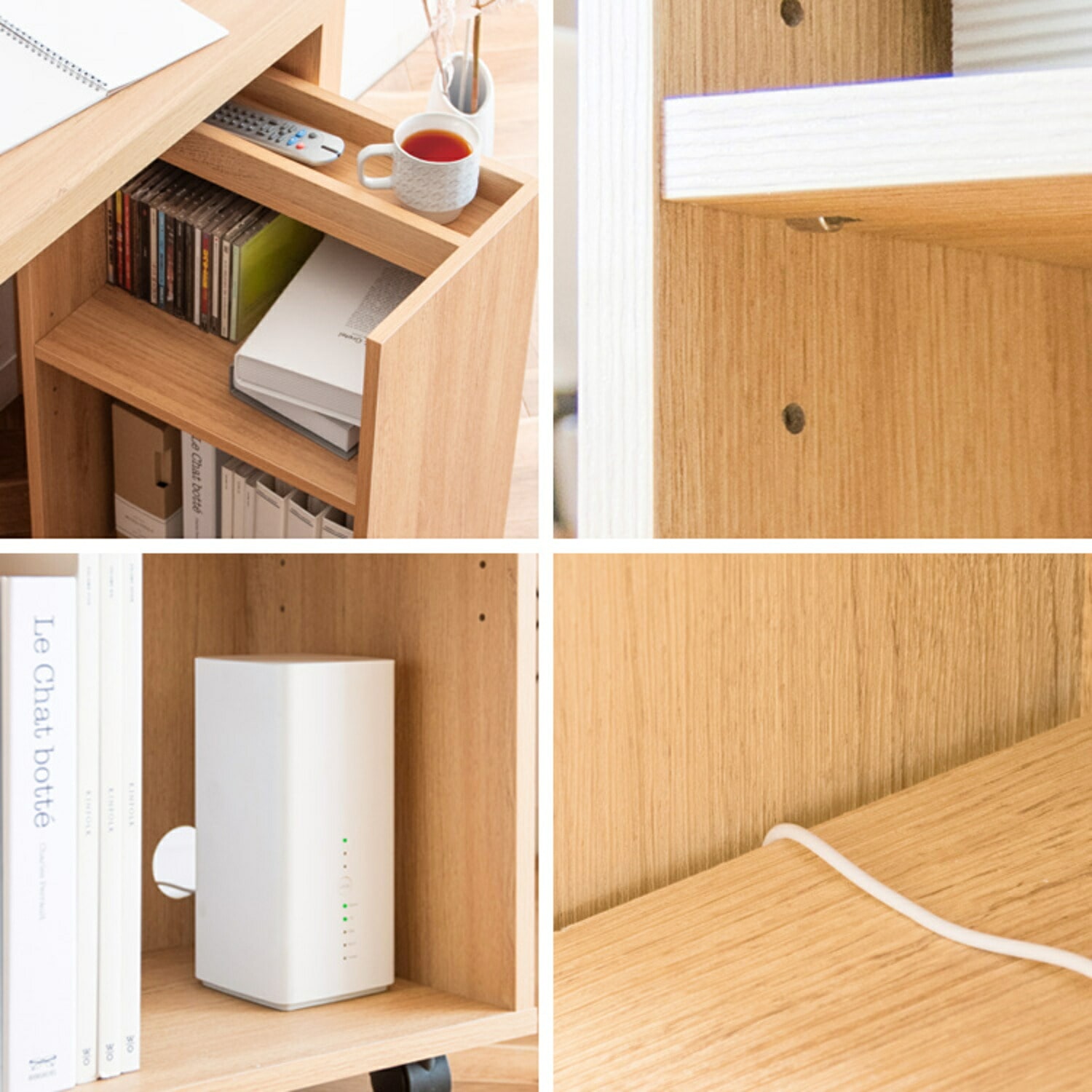 Lezele (ルゼル) サイドラック キャスター付き 木目調 (幅40 奥行28 高さ61cm) DSR-001 宮武製作所