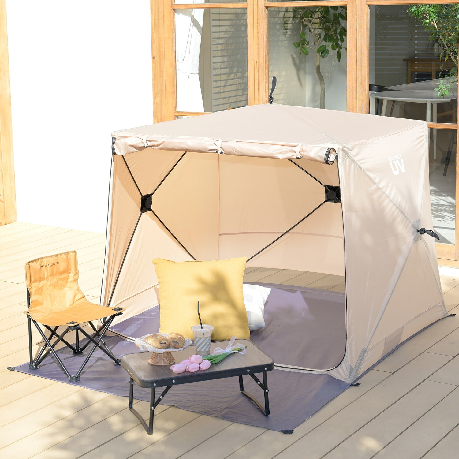 ポップアップテント パッとサッとサンシェード 傘みたいに広げるだけ キューブ フルクローズ EPTCL-145F/TP-140 山善 YAMAZEN キャンパーズコレクション