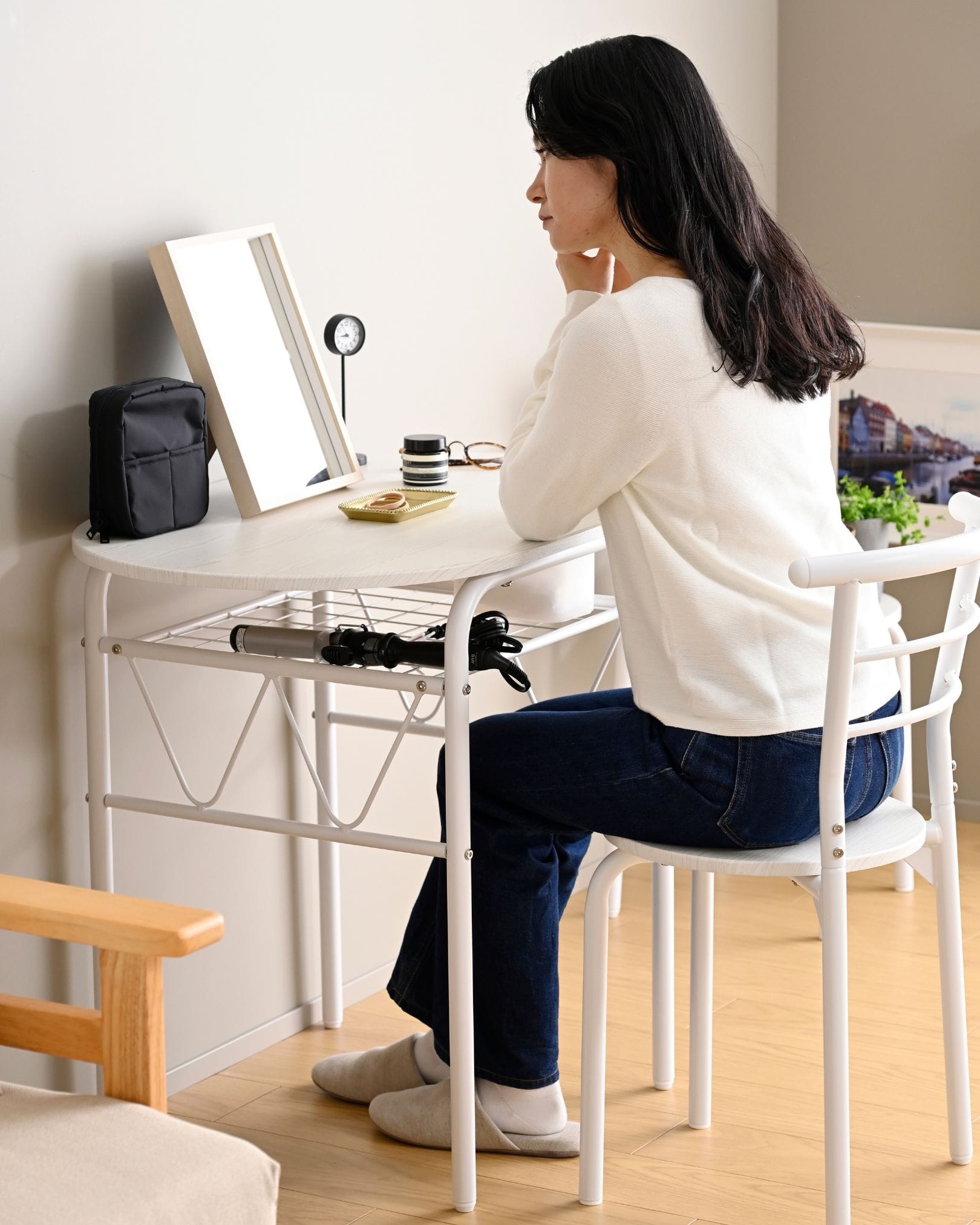 ダイニングテーブルセット 2人用 3点セット 木目調 (80×53cm) BDS-3 山善 YAMAZEN