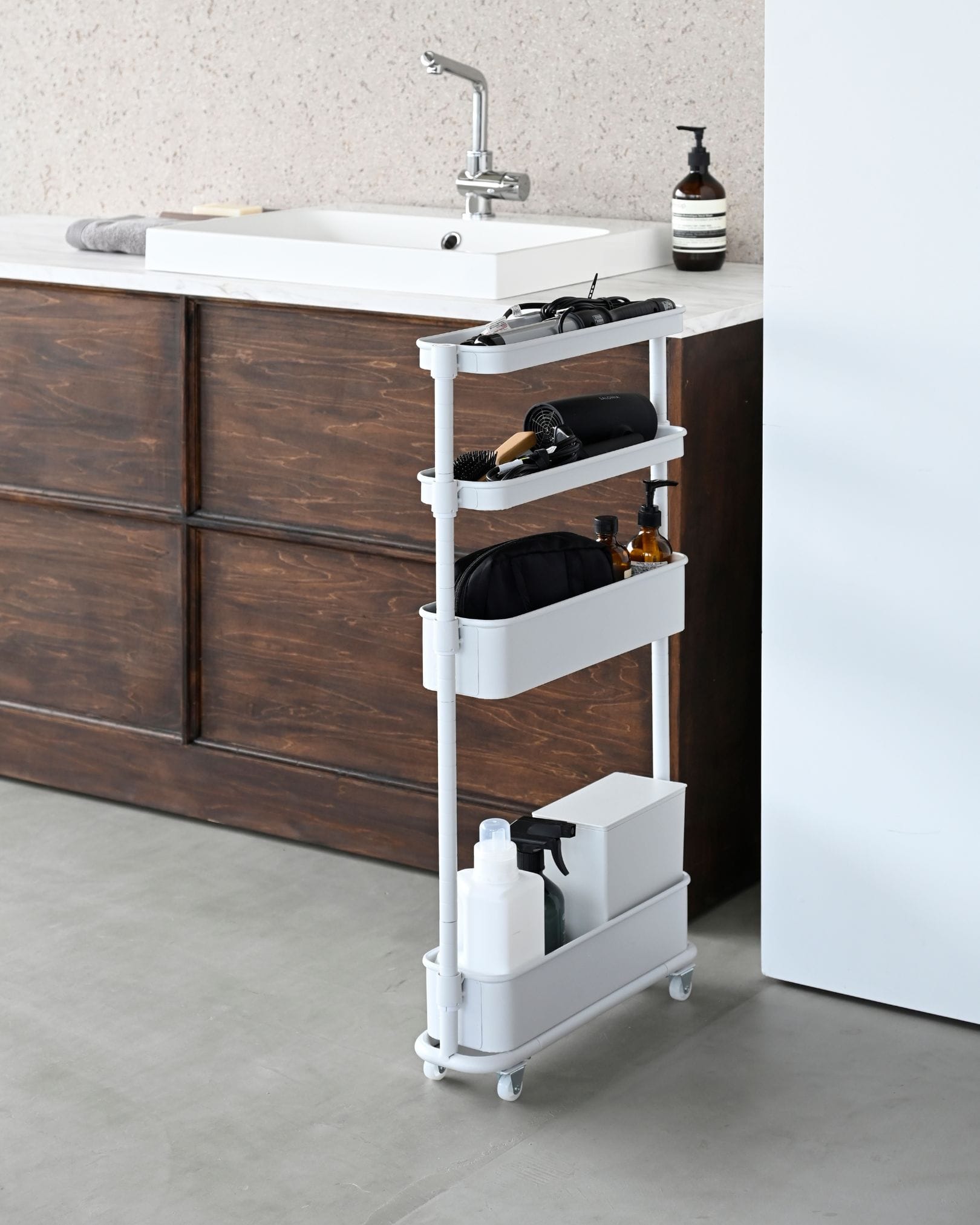 隙間トローリー キッチンワゴン キャスター付き 隙間収納 幅12/16 奥行46/49.5 高さ85/80cm 山善 YAMAZEN