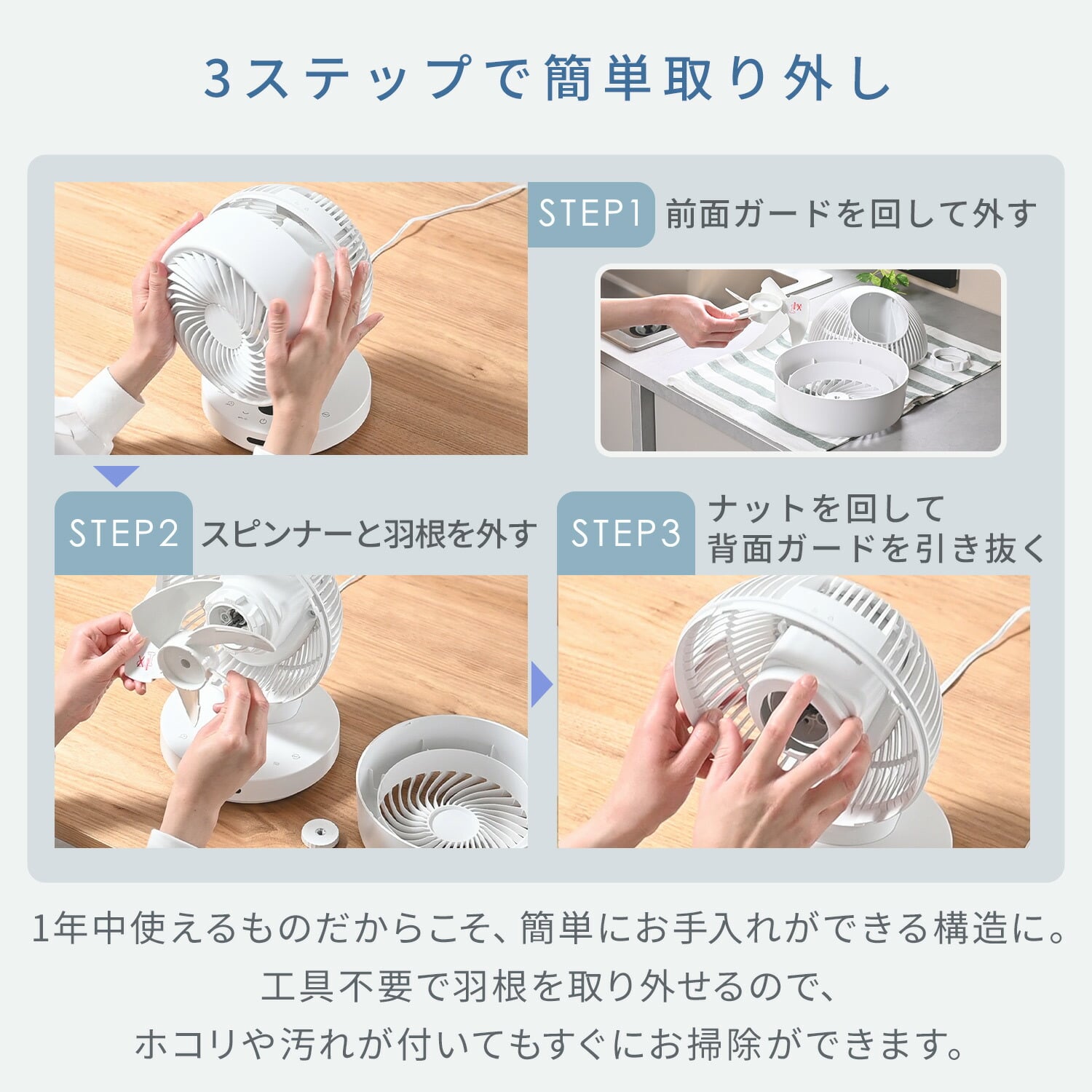 【10％オフクーポン対象】 洗える サーキュレーター DC 全分解 360度首振り 18畳まで リモコン付き YAR-SDM15(W) 山善 YAMAZEN