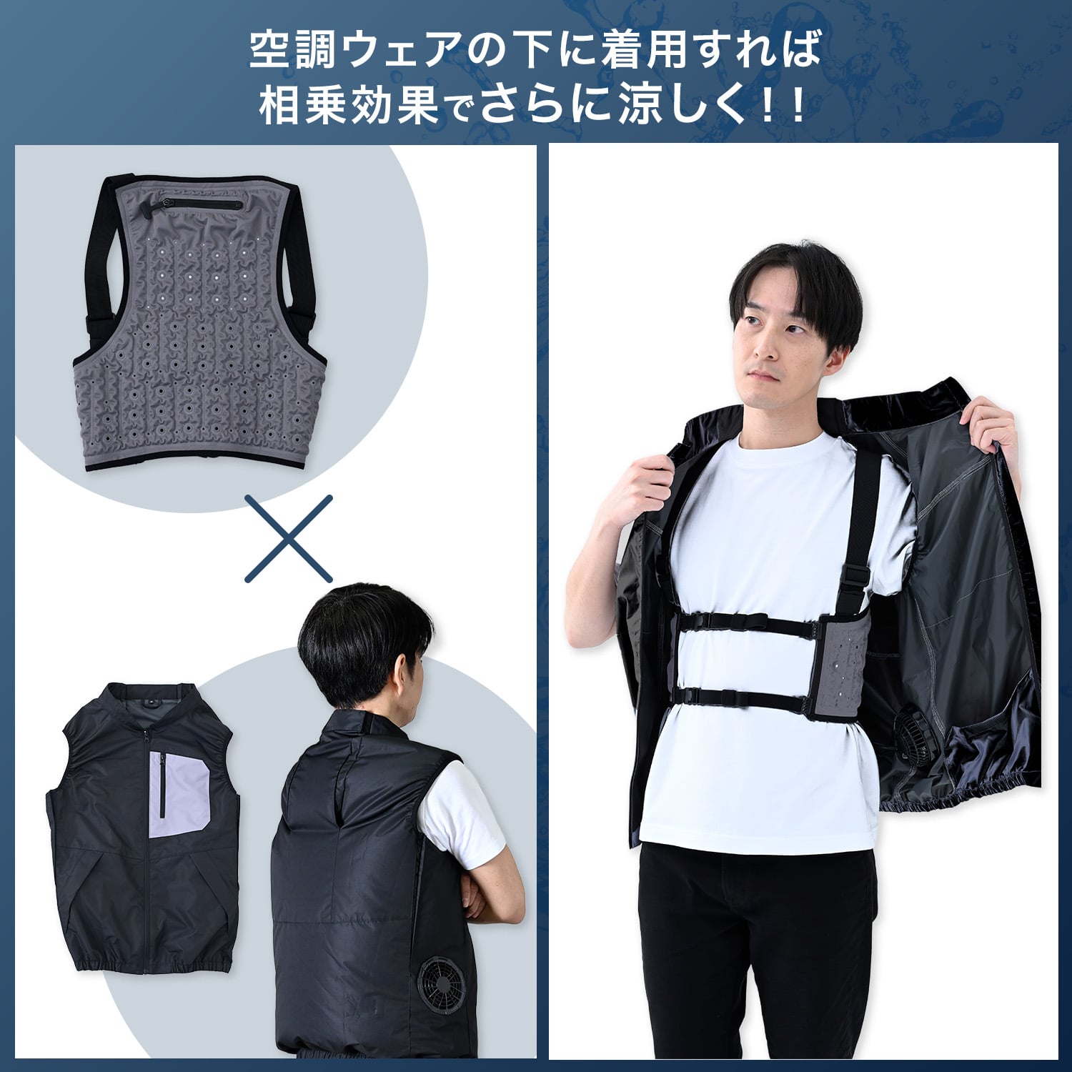 【10％オフクーポン対象】気化熱ベスト みずフィット ミズフィット MIZUfit フリーサイズ バッテリー不要 AQF-V1 山善 YAMAZEN