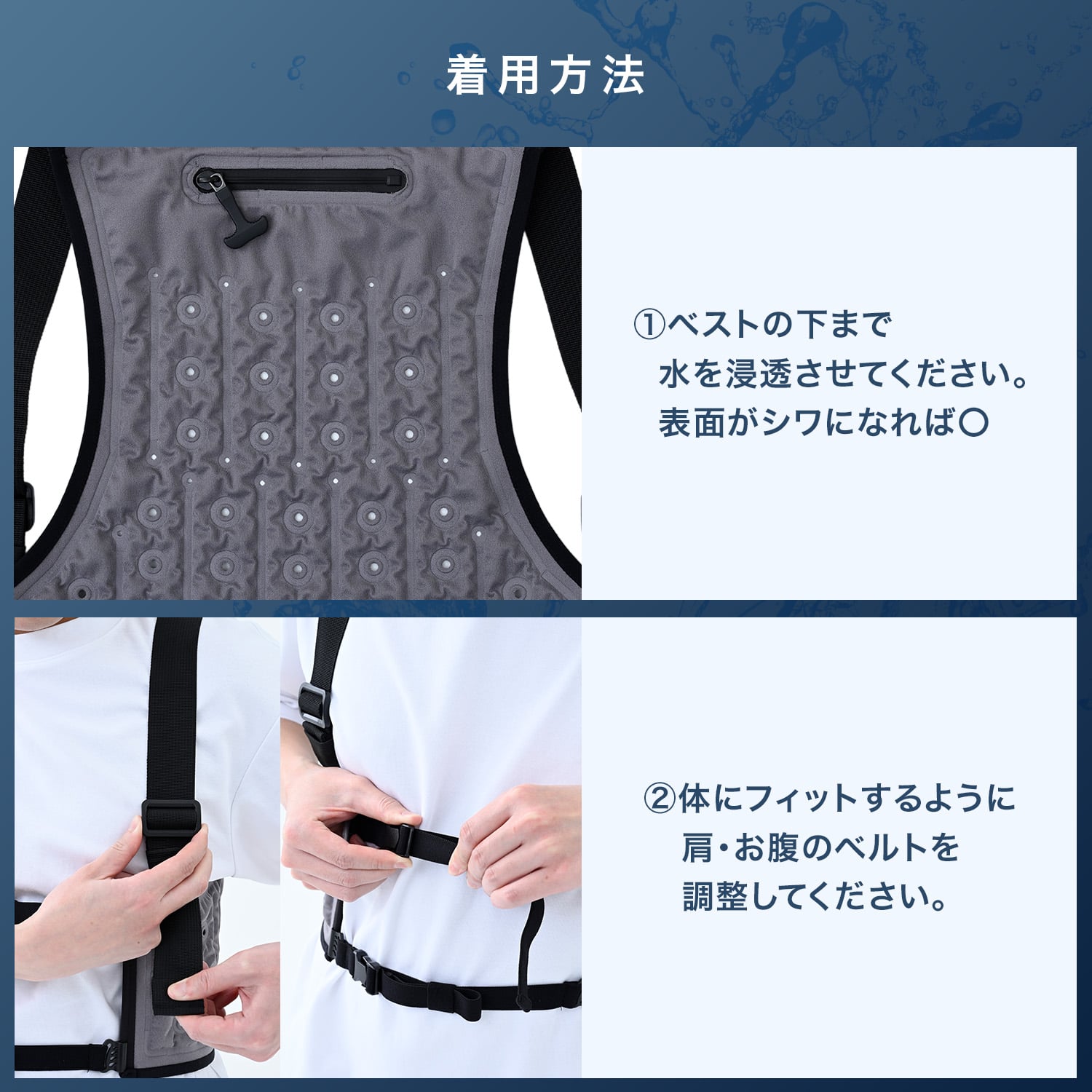 【10％オフクーポン対象】気化熱ベスト みずフィット ミズフィット MIZUfit フリーサイズ バッテリー不要 AQF-V1 山善 YAMAZEN