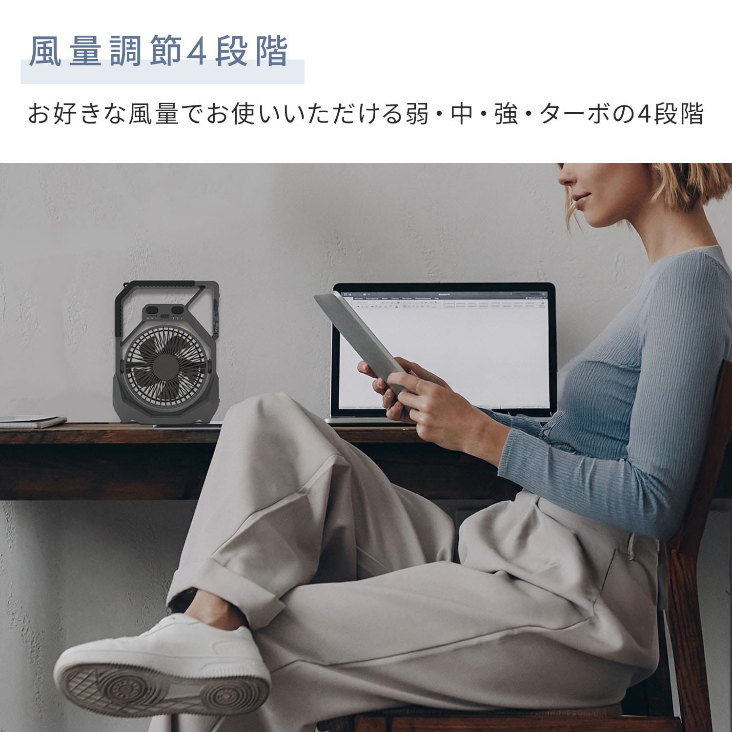 アウトドア扇風機 2電源仕様(USB電源/リチウム電池) 風力4段階 コードレスネイチャーFAN SF-DFC29トップランド TOPLAND