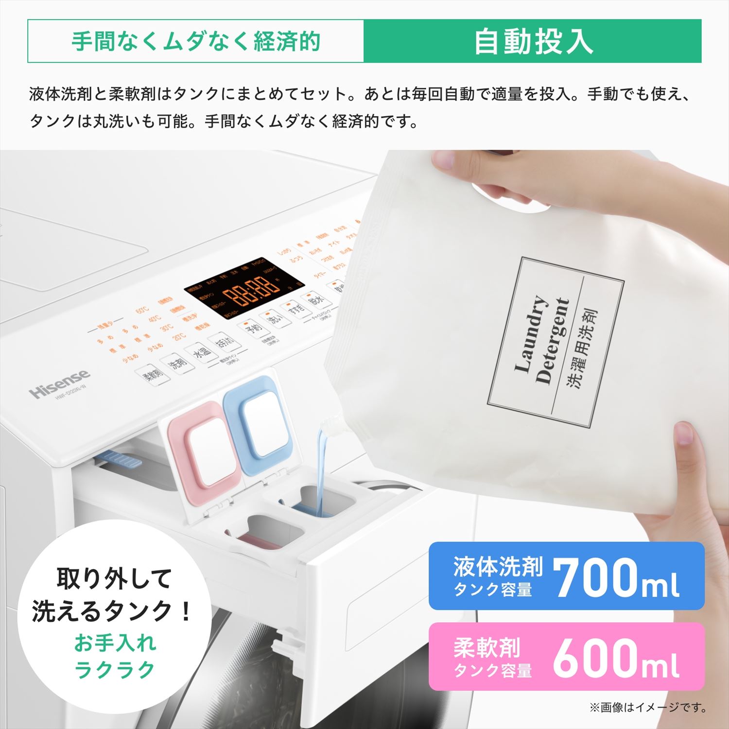 ドラム式洗濯機 乾燥機能搭載 (洗濯12kg/乾燥6kg) 左開き ヒートポンプ式 自動投入・温水洗浄 HWF-D120XL-W ハイセンス Hisense