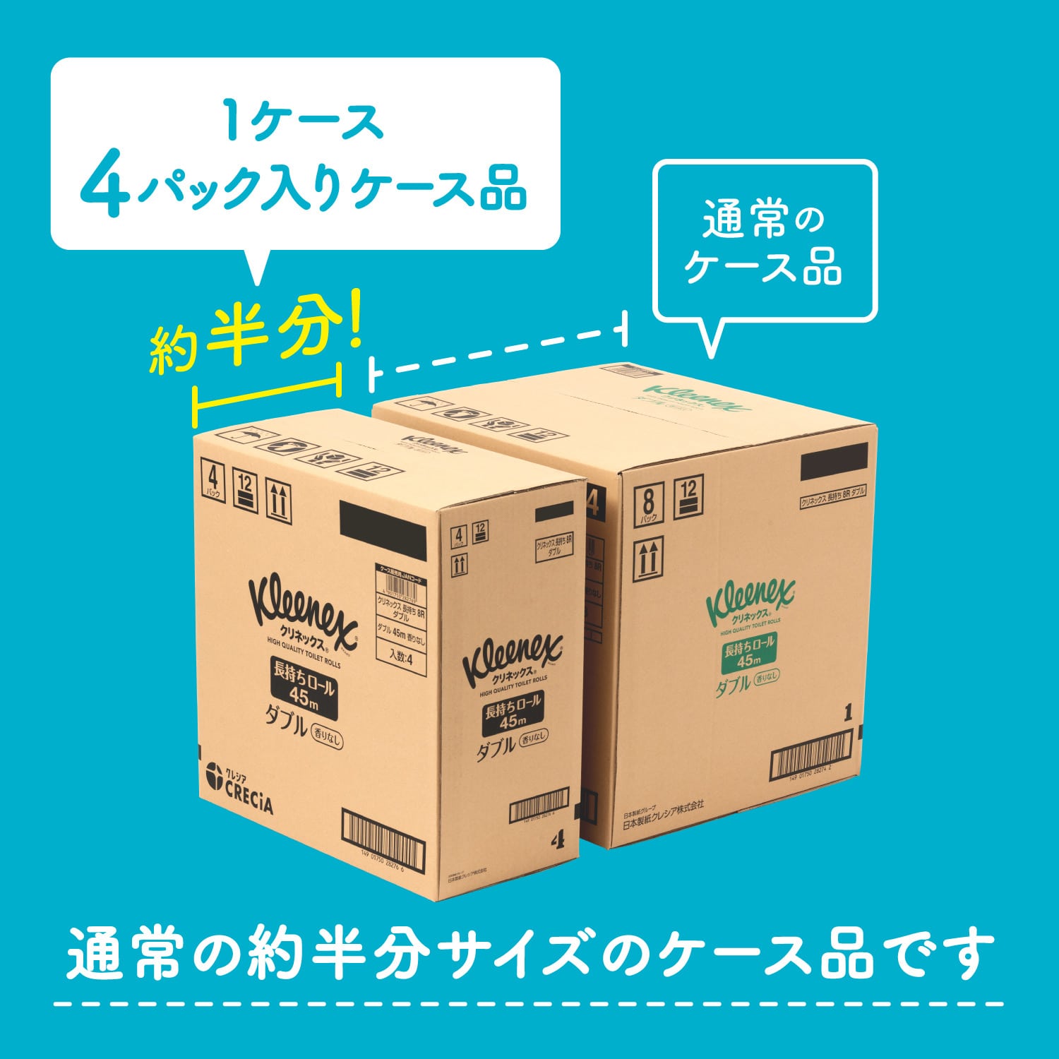 クリネックス トイレットペーパー 長持ちロール 45m ダブル 32ロール