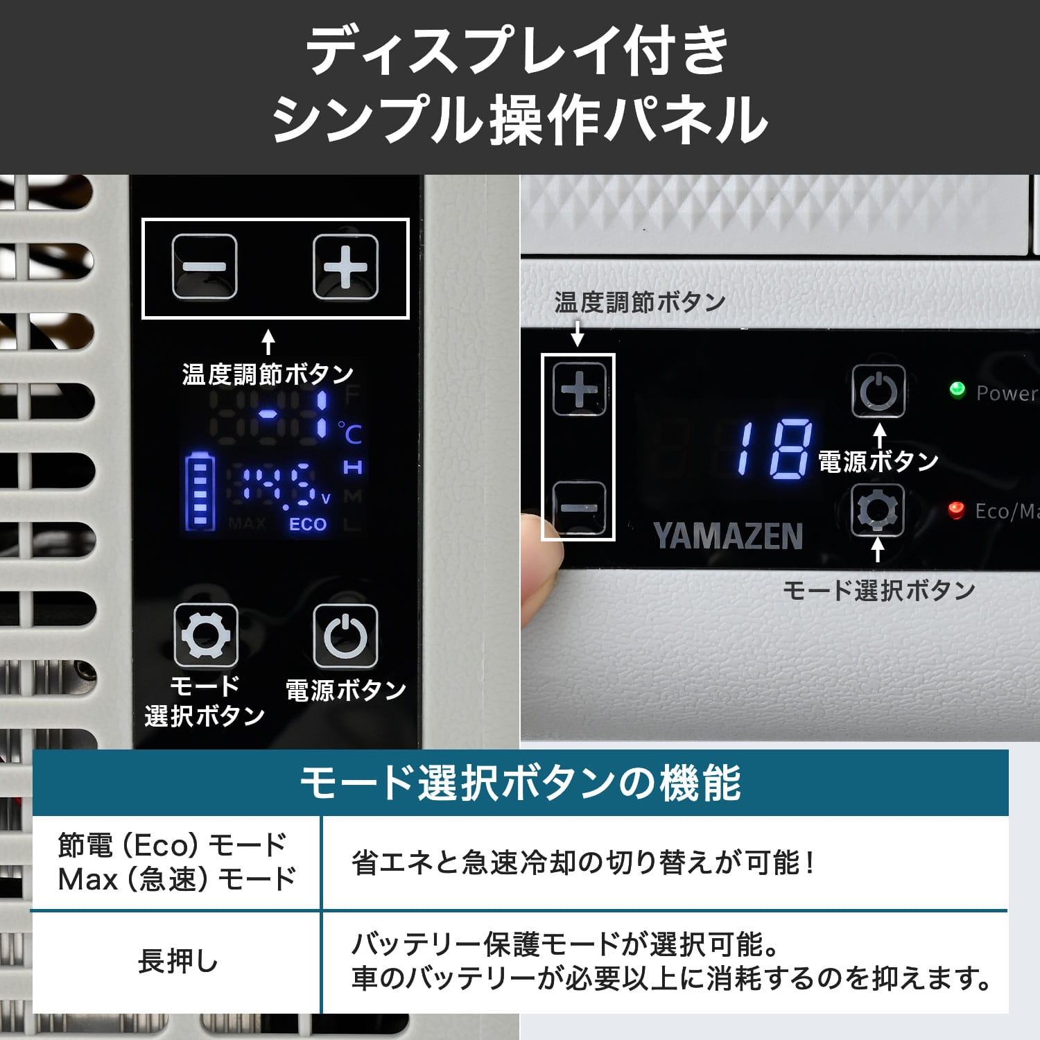 ポータブル冷蔵庫 車載冷蔵庫 18L 25L AC/DC電源 ハンドル -18～20度 コンプレッサー式 YFR-AC18H(H)/YFR-AC252(H) 山善 YAMAZEN