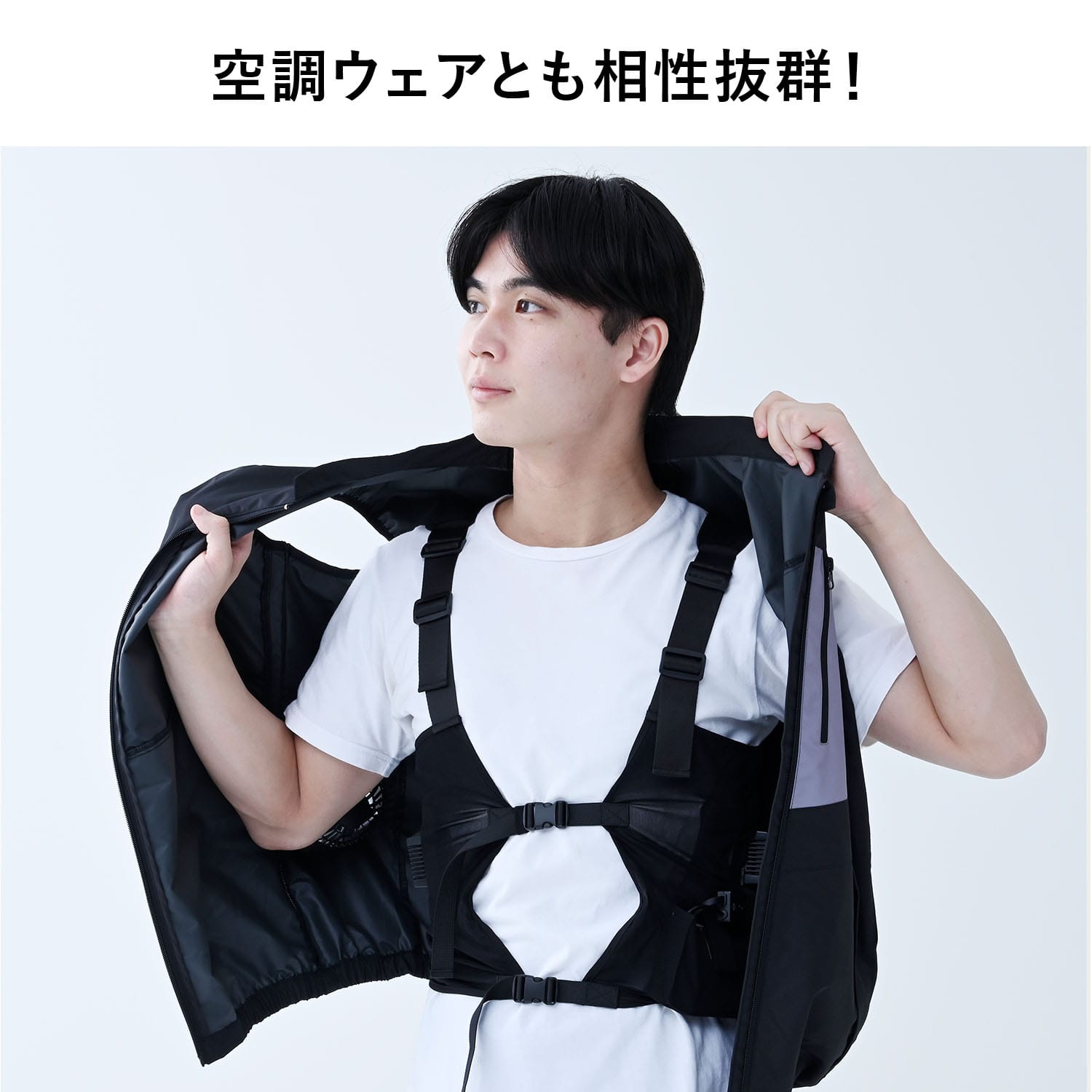 ペルチェベスト 大型ペルチェ 冷暖切り替え可能 ペルチェ3個搭載 フリーサイズ 10000mAhバッテリー付属 PVF-D3 山善 YAMAZEN