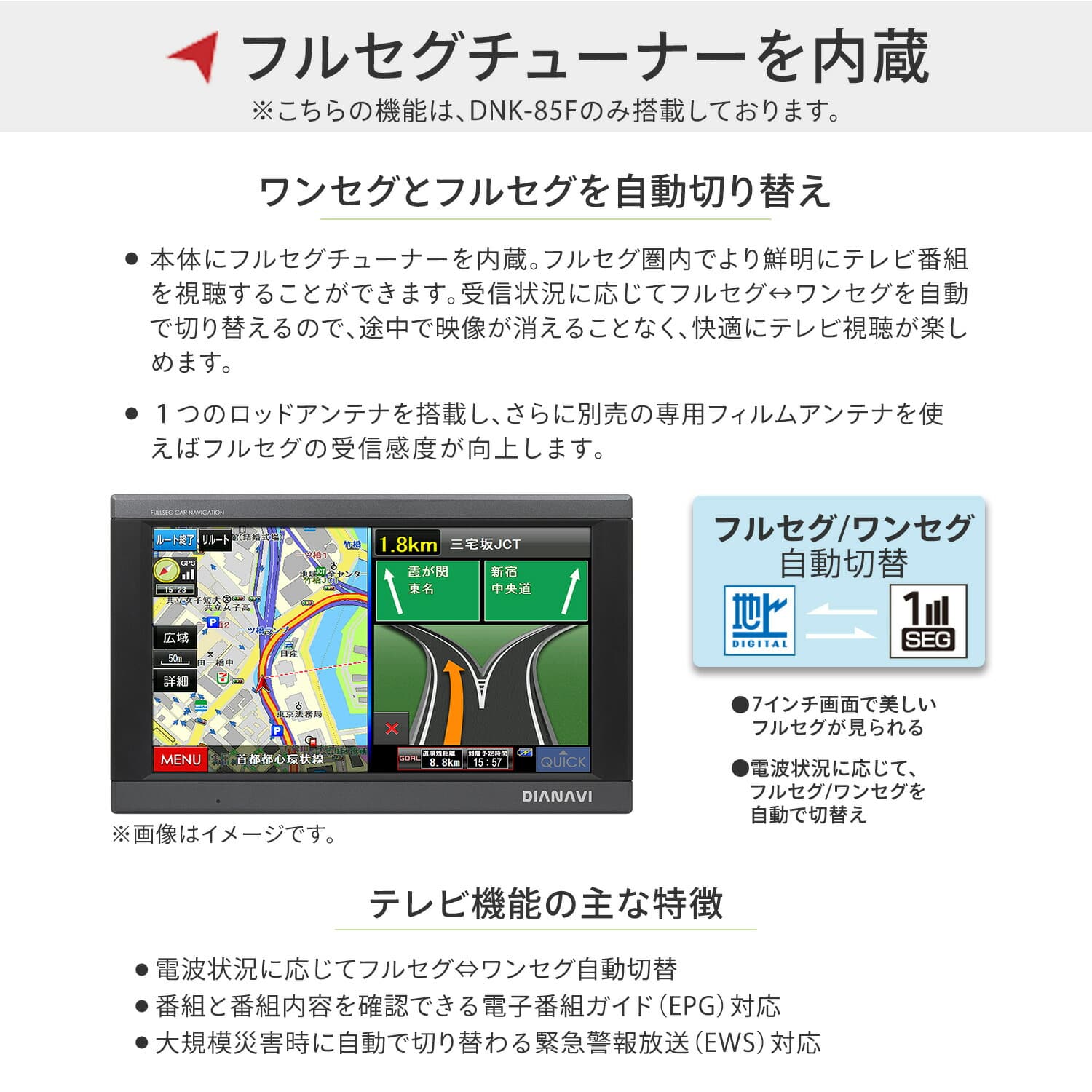 カーナビゲーション 7インチ 9インチ ワンセグ フルセグ 2025年度版地図データ 8GB エンジンキー電源連動 DT-Y315/DT-Y925/DNK-85F DIANAVI ディアナビ
