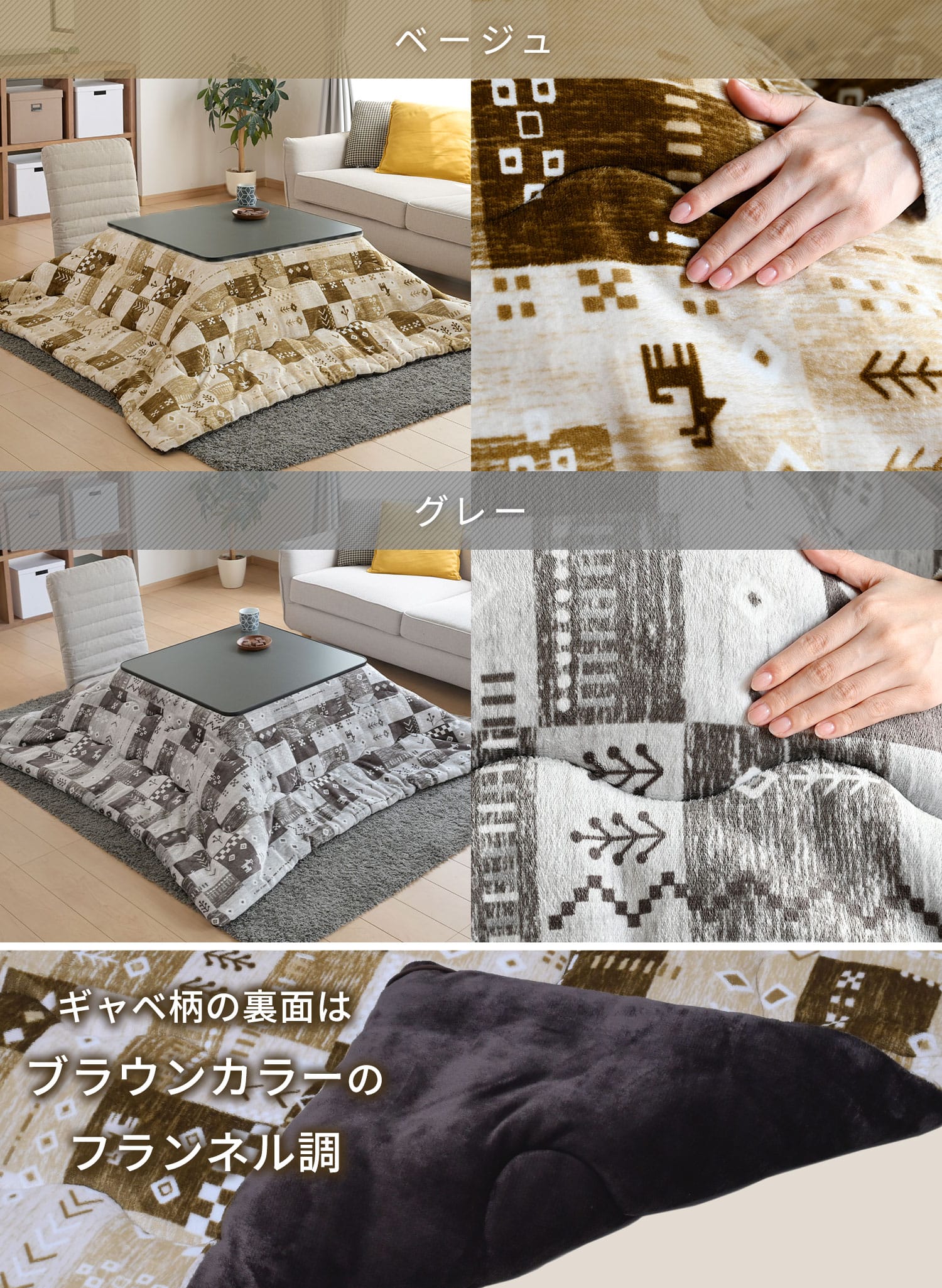こたつ 布団セット 正方形 75×75cm ローテーブル フラットヒーター 山善 YAMAZEN