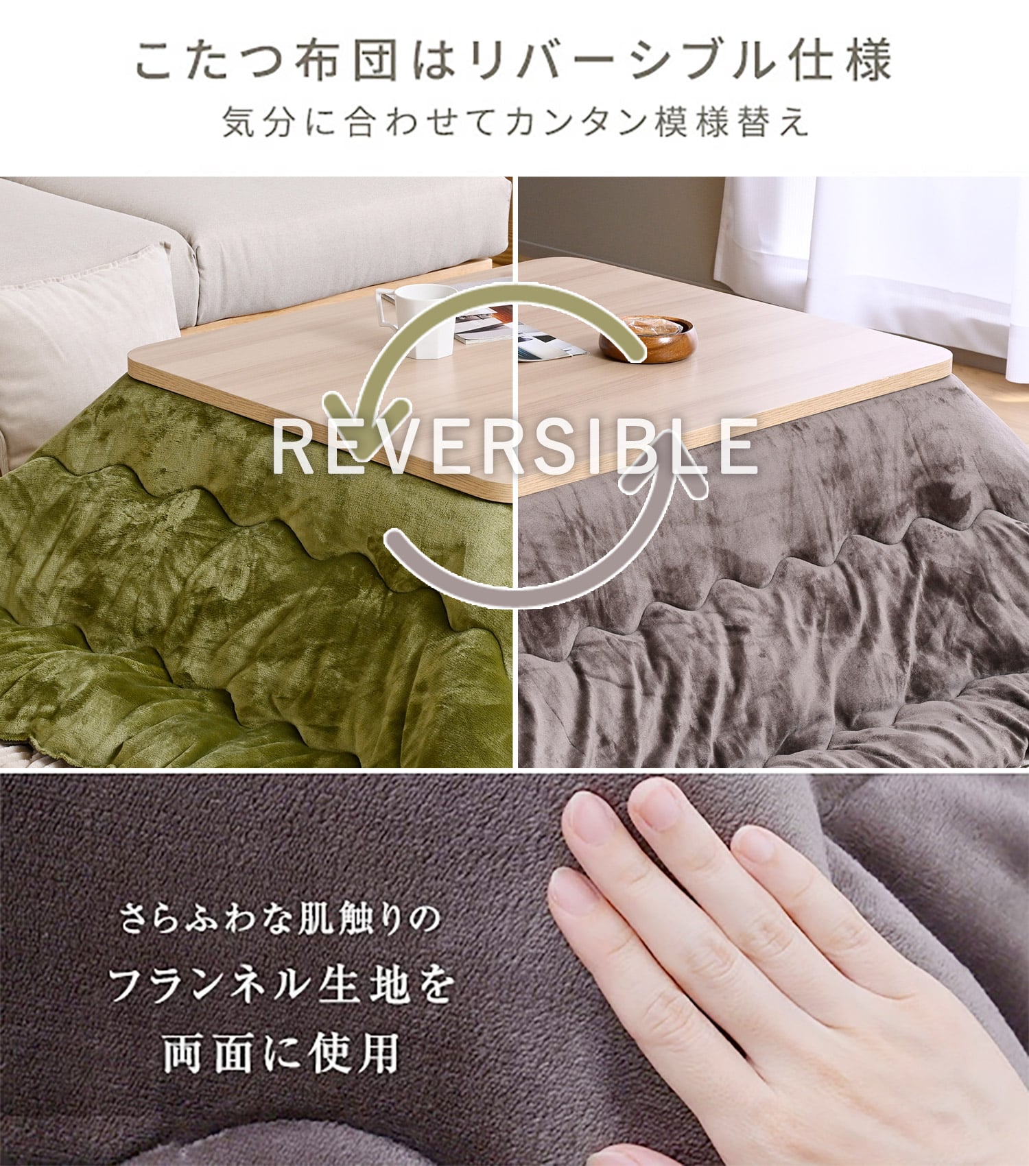 こたつ&こたつ布団セット 80×80cm/105×75cm/120×80cm 高さ調節 継脚 天板ラウンド加工 山善 YAMAZEN