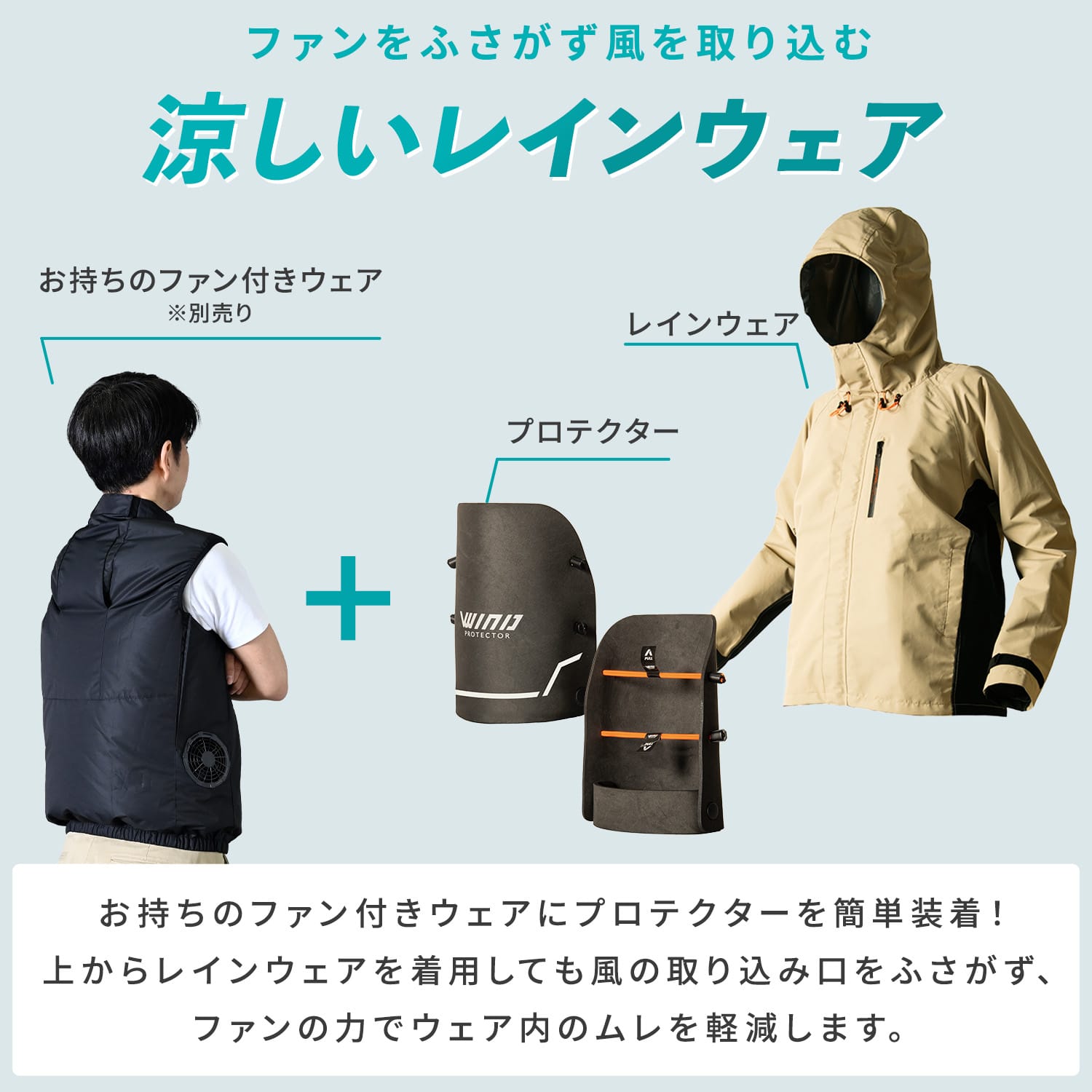 エアレインスーツ 風を取り込むプロテクターセット 耐水圧10000mmH2O 透湿度10000g/m2-24h AS-937S マック Makku