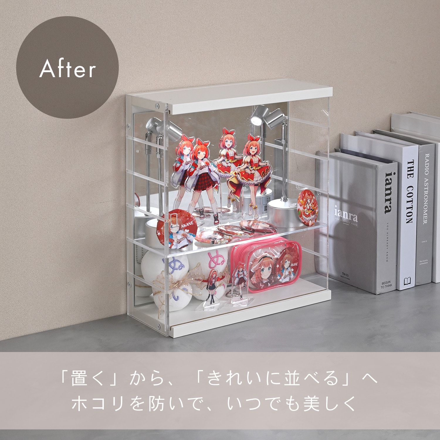 壁掛けできる コレクションケース （幅30 奥行13cm） 扉付き アクリル 背面ミラー 山善 YAMAZEN