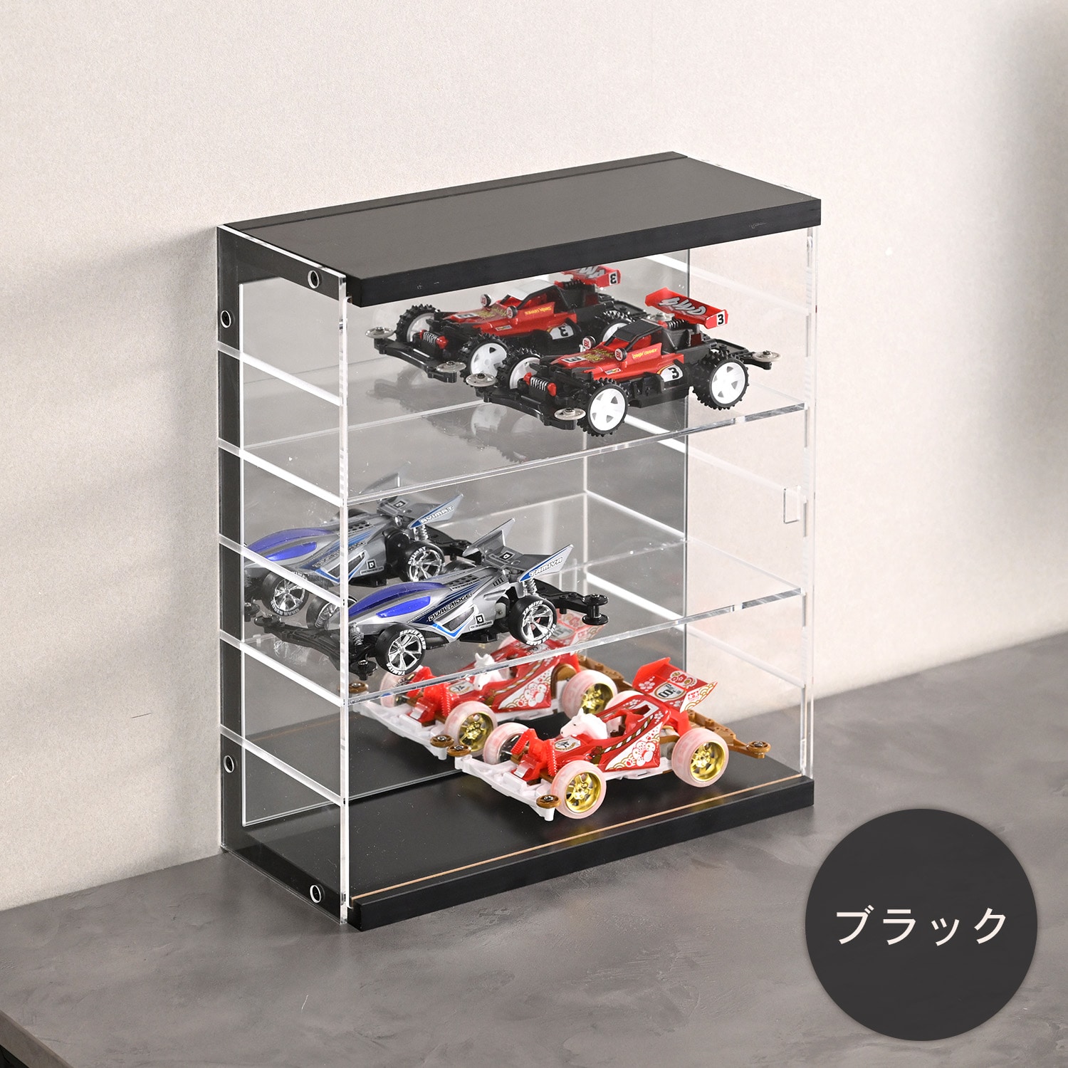 壁掛けできる コレクションケース （幅30 奥行13cm） 扉付き アクリル 背面ミラー 山善 YAMAZEN