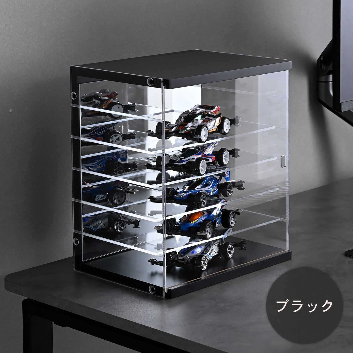 コレクションケース （幅30 奥行22.5cm） 扉付き アクリル 背面ミラー 山善 YAMAZEN