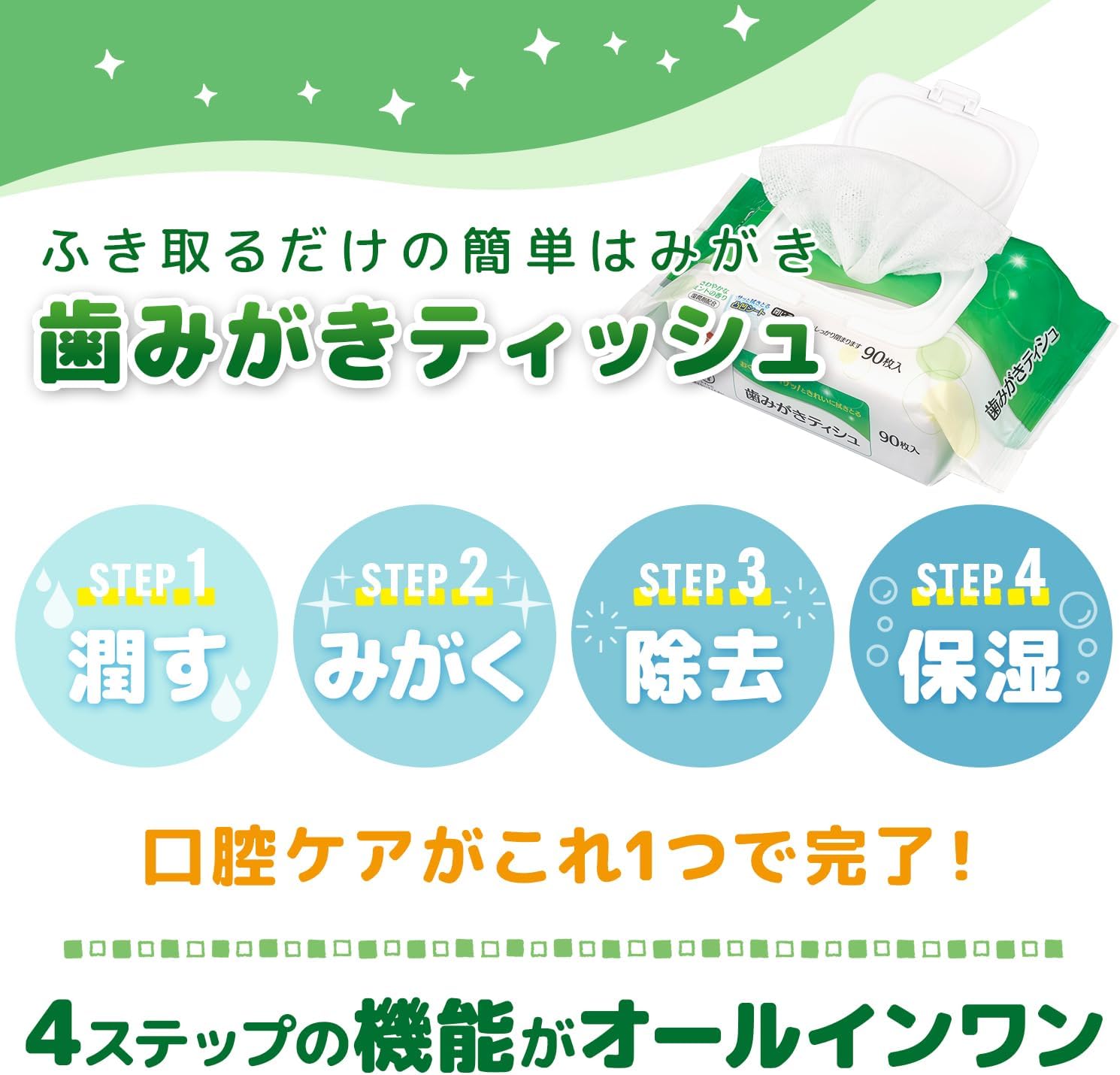 さわやか3点セット ウェットシートタイプ 1050559 (シャンプーナップ/歯磨きティシュ/サッとさわやかからだふき) 日本製 水不要 防災用品 山善 YAMAZEN