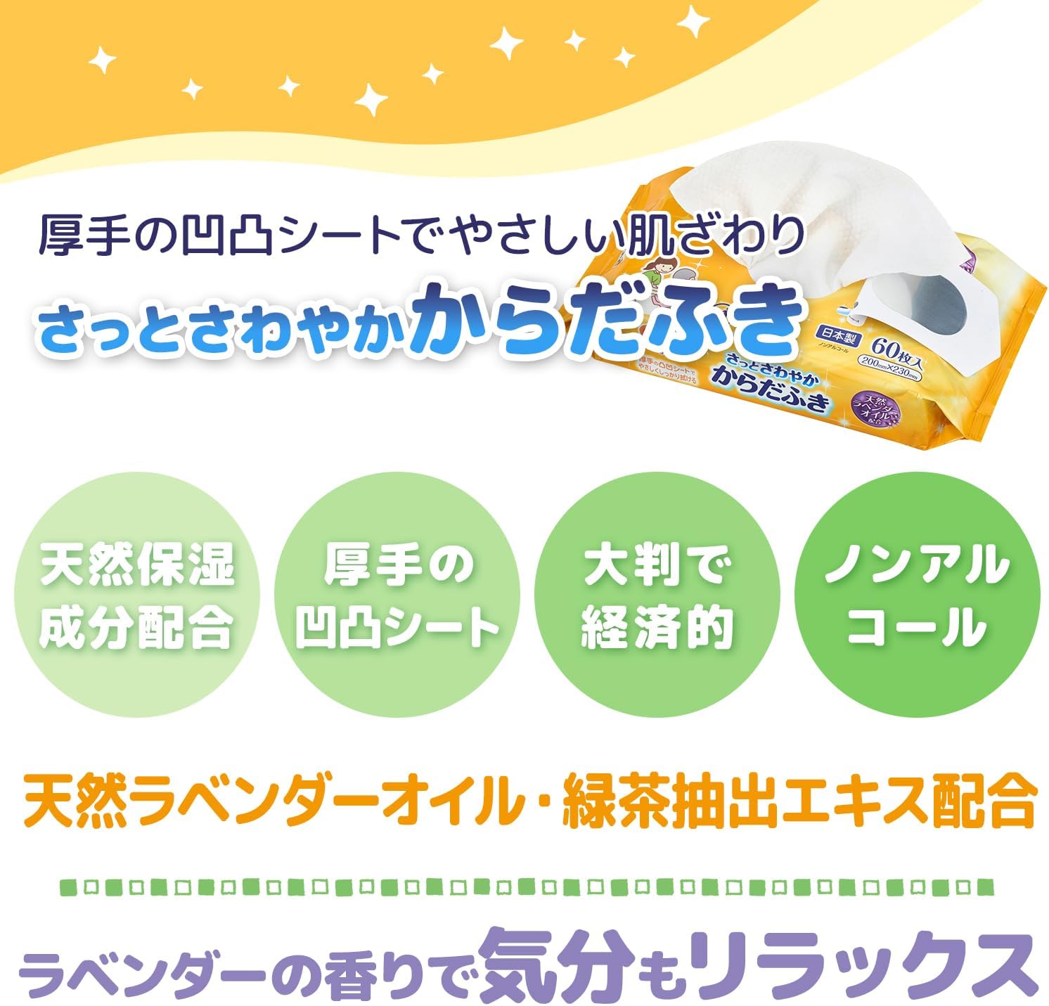 さわやか3点セット ウェットシートタイプ 1050559 (シャンプーナップ/歯磨きティシュ/サッとさわやかからだふき) 日本製 水不要 防災用品 山善 YAMAZEN