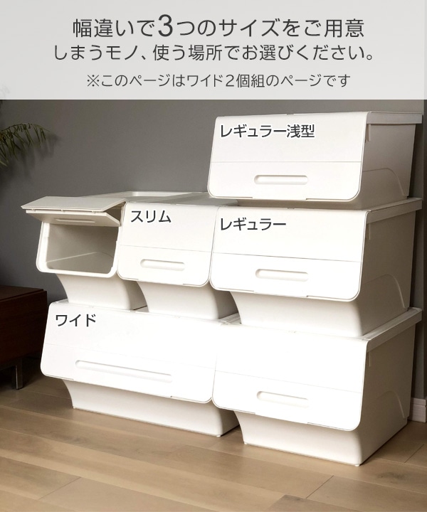 収納ボックス フタ付き 前開き ワイド 深型 2個セット キャスター付き froq FR-W30 サンカ SANKA