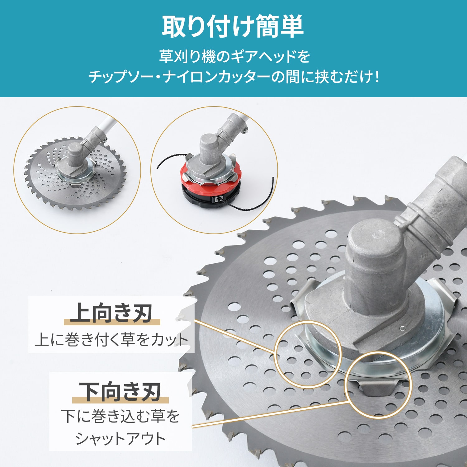 替え刃 巻付き防止ハイブリットカッター (チップソー・ナイロンカッター兼用) 取付穴径25.4mm 1枚/2枚組 HCN-3X3N 山善 YAMAZEN