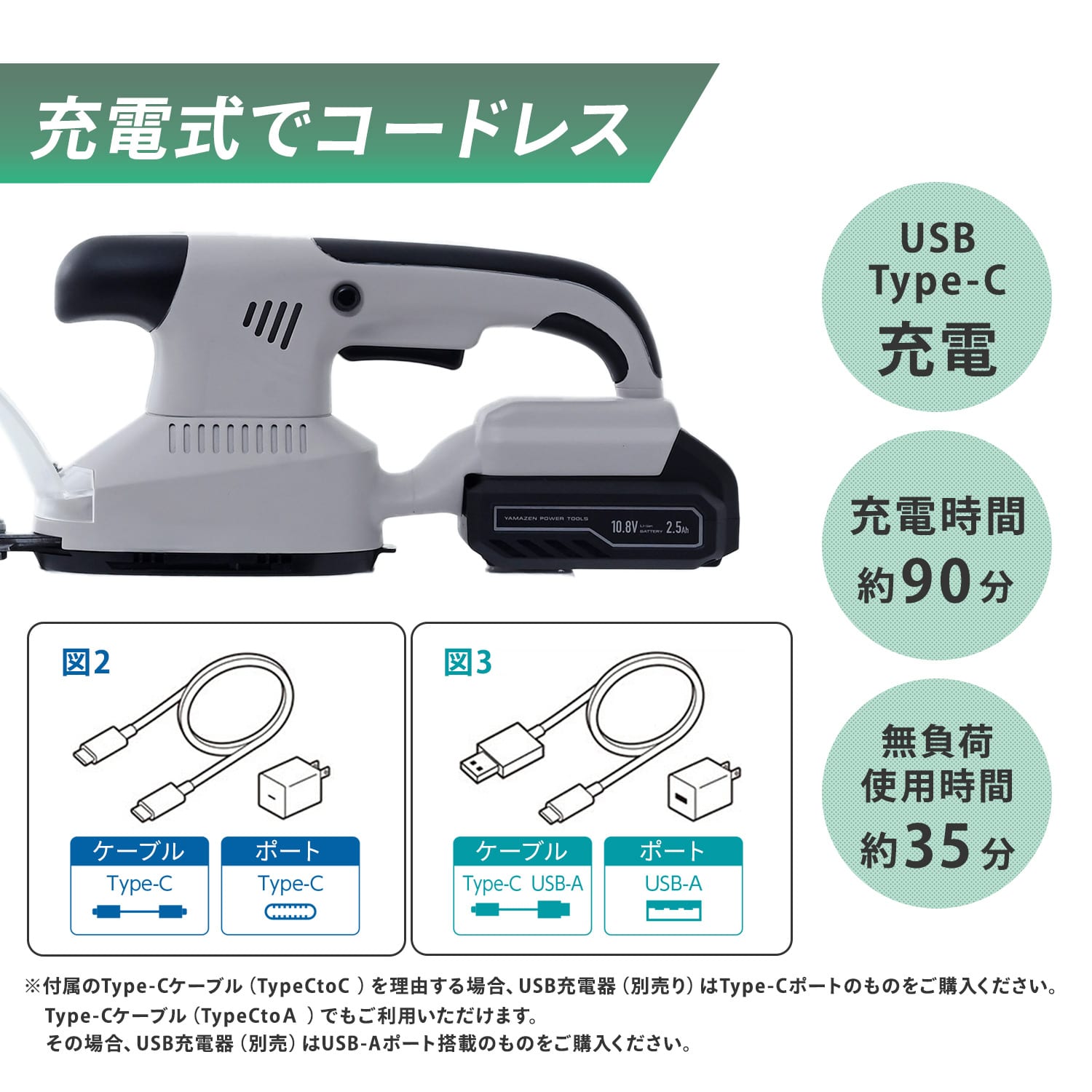 ヘッジトリマー 10.8V 充電式 コードレス USB-C充電対応 刈込幅300mm YDH-1015 山善 YAMAZEN
