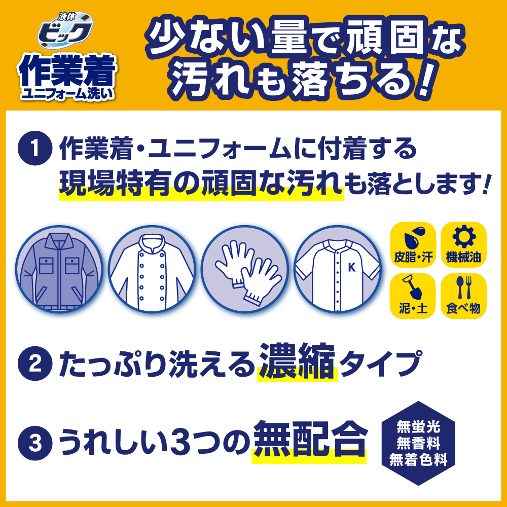 液体ビック 業務用 600g 12個セット 洗濯洗剤 濃縮タイプ 無香料 無蛍光 無着色料 中性 作業着・ユニフォーム・コック服洗い対応 花王 Kao