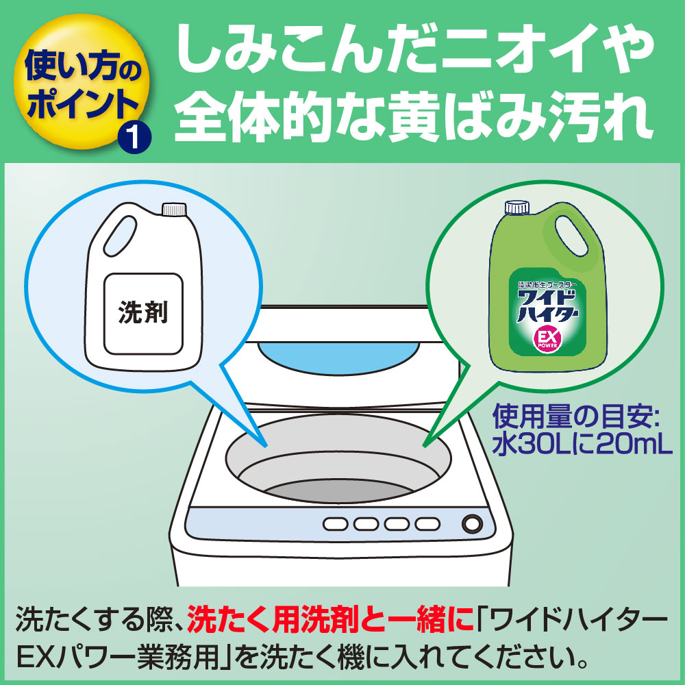 ワイドハイター EXパワー 4.5L 業務用 4個セット 衣料用漂白剤 液体濃縮タイプ 除菌/抗菌/消臭/漂白対応 日本製 花王 Kao