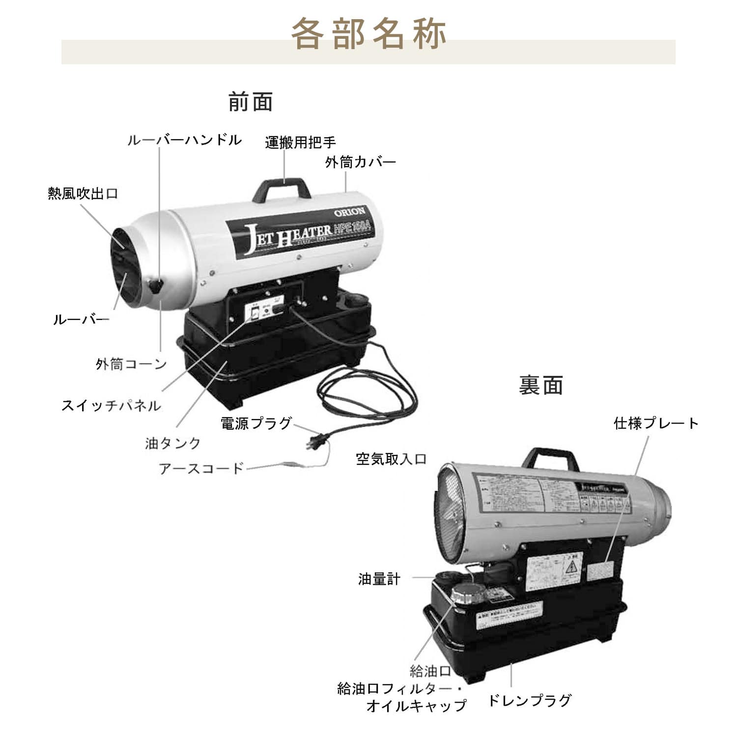 【代引不可】【法人・施設限定】 ジェットヒーター 業務用 ダクト型 ～17.0kW HPE150A1 ORION オリオン機械