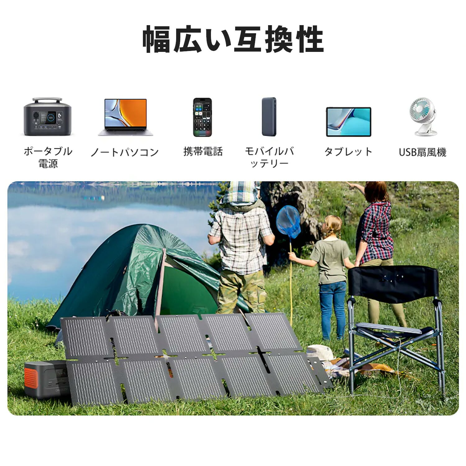 ポータブルソーラーパネル 100W 折りたたみ式 充電用 モバイルバッテリー・ポータブル電源対応 Solarpowa100(F100) Bigblue Tech ビッグブルーテック