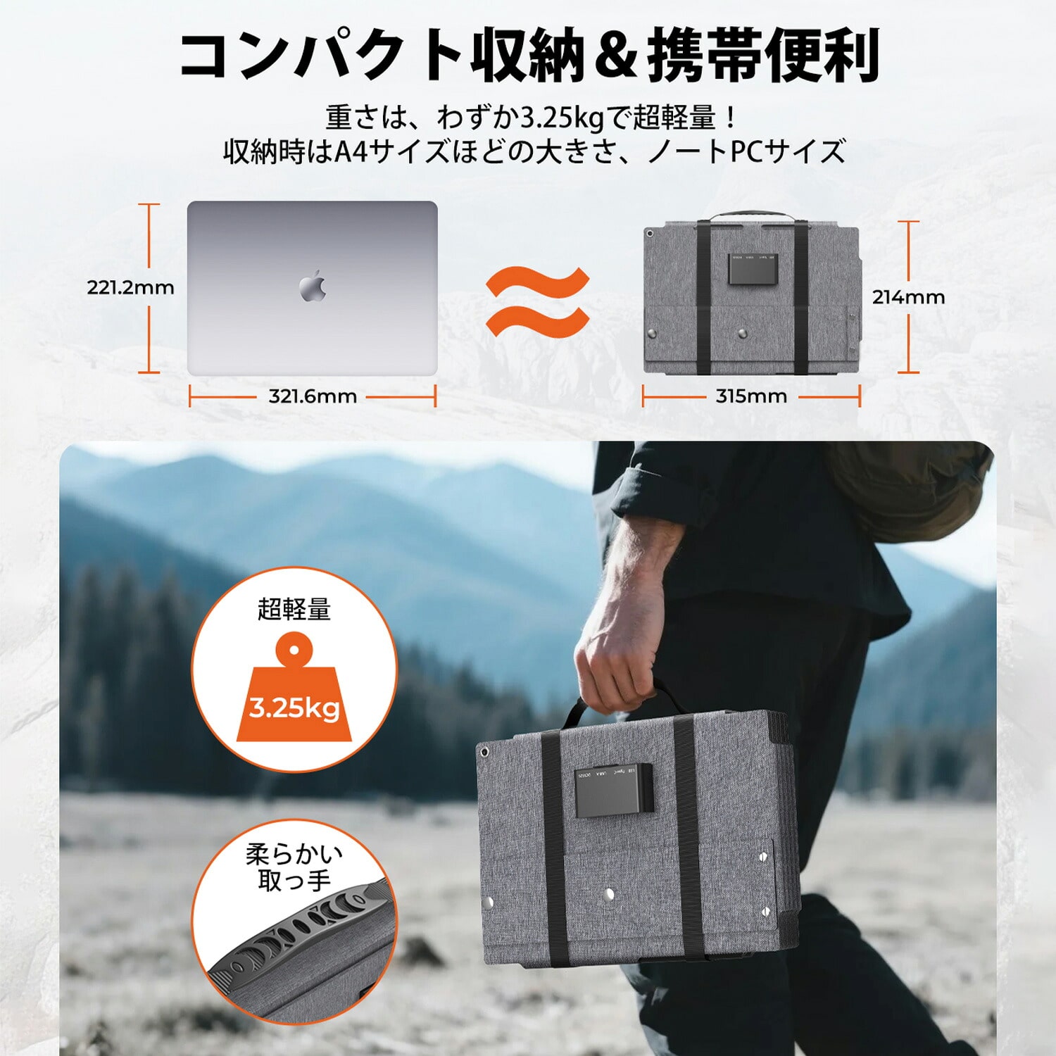 ポータブルソーラーパネル 100W 折りたたみ式 充電用 モバイルバッテリー・ポータブル電源対応 Solarpowa100(F100) Bigblue Tech ビッグブルーテック