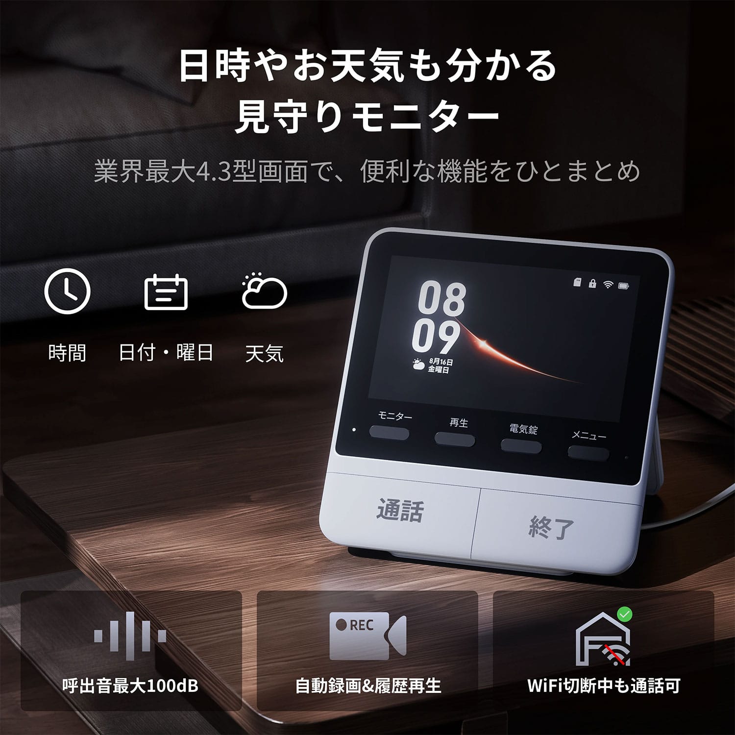 スマートテレビドアホン モニター付き 工事不要 賃貸対応 スマホ連動 W6702002 ホワイト SwitchBot スイッチボット
