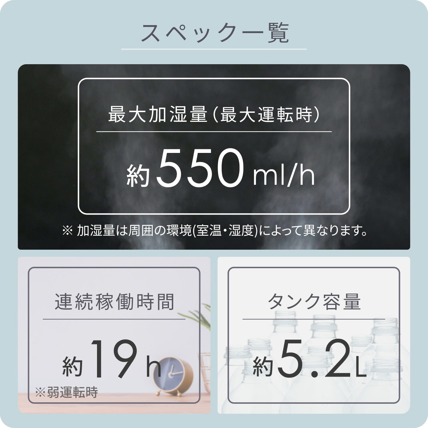 スチーム式加湿器 キューブ型 5.2L (木造約9畳/プレハブ約15畳) 上部給水 自動運転 湯こぼれ防止 KSF-ST52(W)/(B) 山善 YAMAZEN