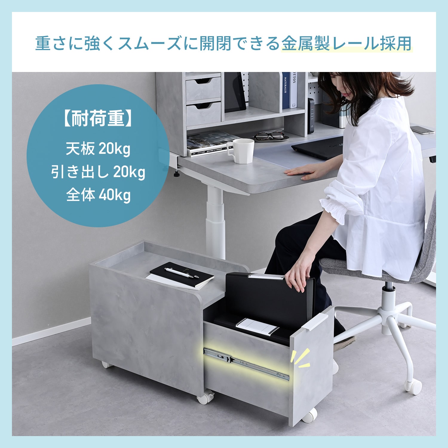 サイドワゴン サイドキャビネット キャスター付き 幅30/41 奥行50 高さ42.5cm SMC-30/SMC-41 山善 YAMAZEN
