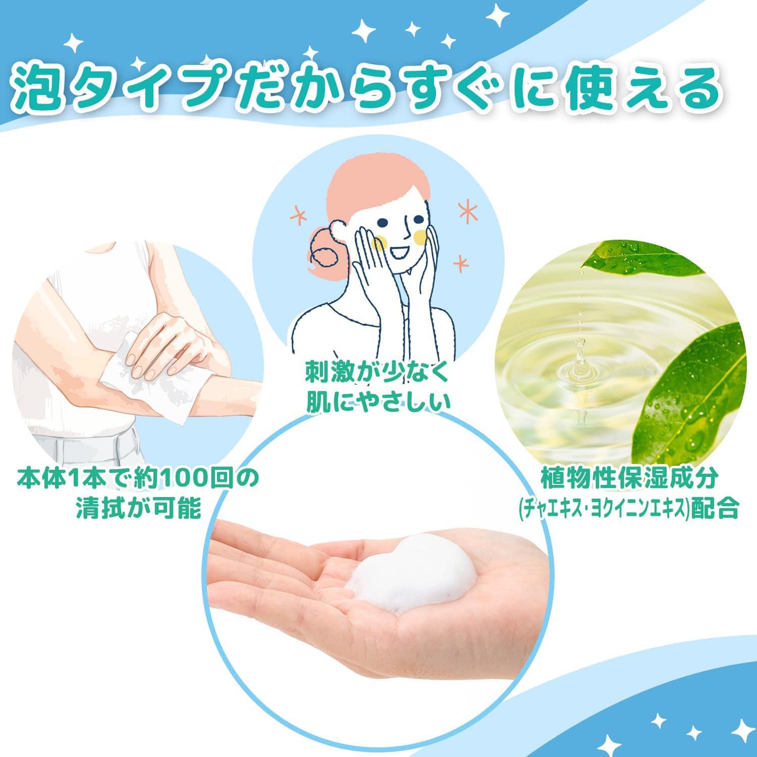 せいけつケアセット 泡タイプ (水/お湯不要) お湯のいらない泡シャンプー 泡でさっぱりからだふき 日本製 1050560 山善 YAMAZEN