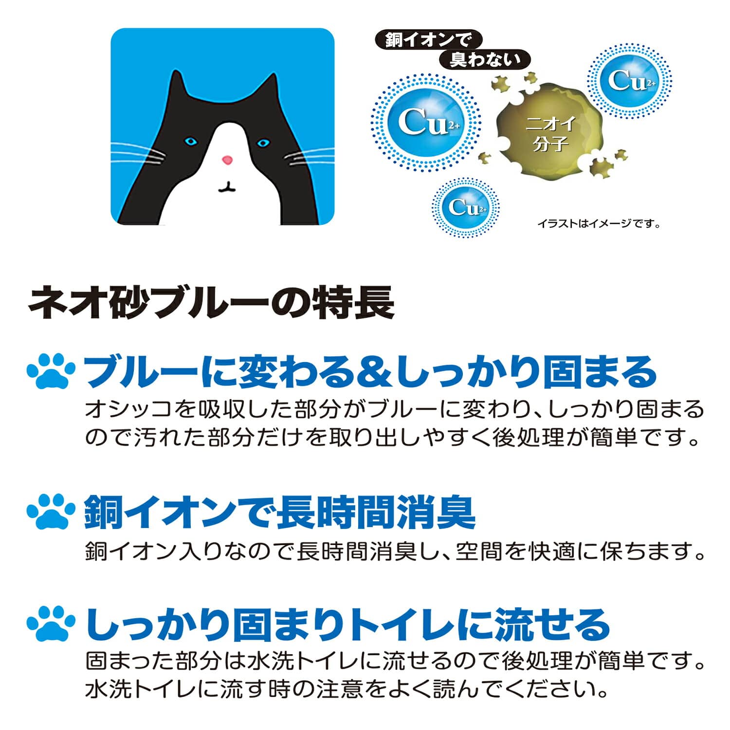 猫砂 ネオ砂ブルー 18L×3袋 銅イオン配合 燃やせるごみ対応 日本製 コーチョー